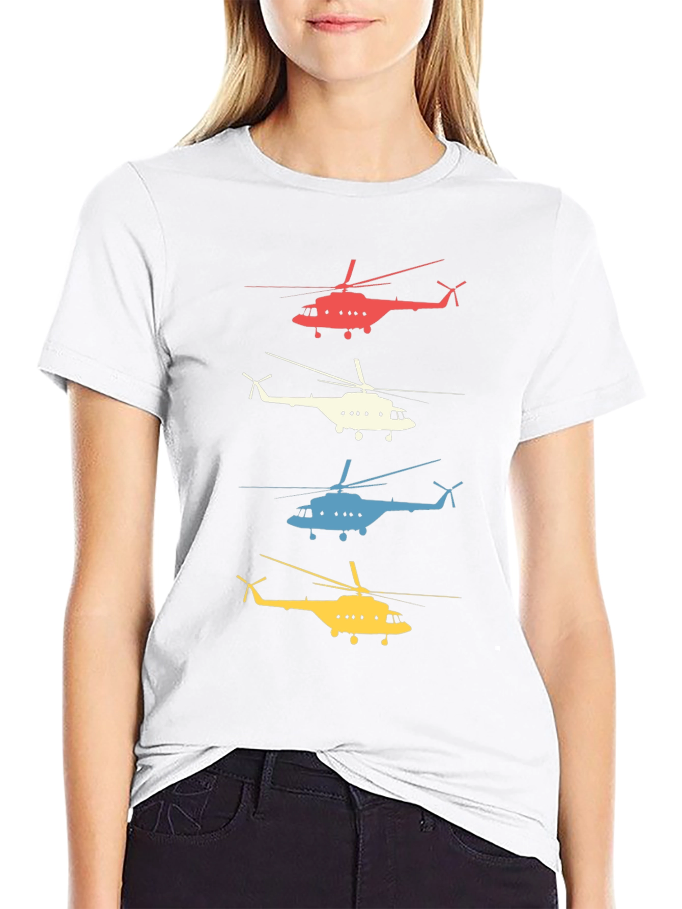 Retro Helicopter Graphic T-Shirt