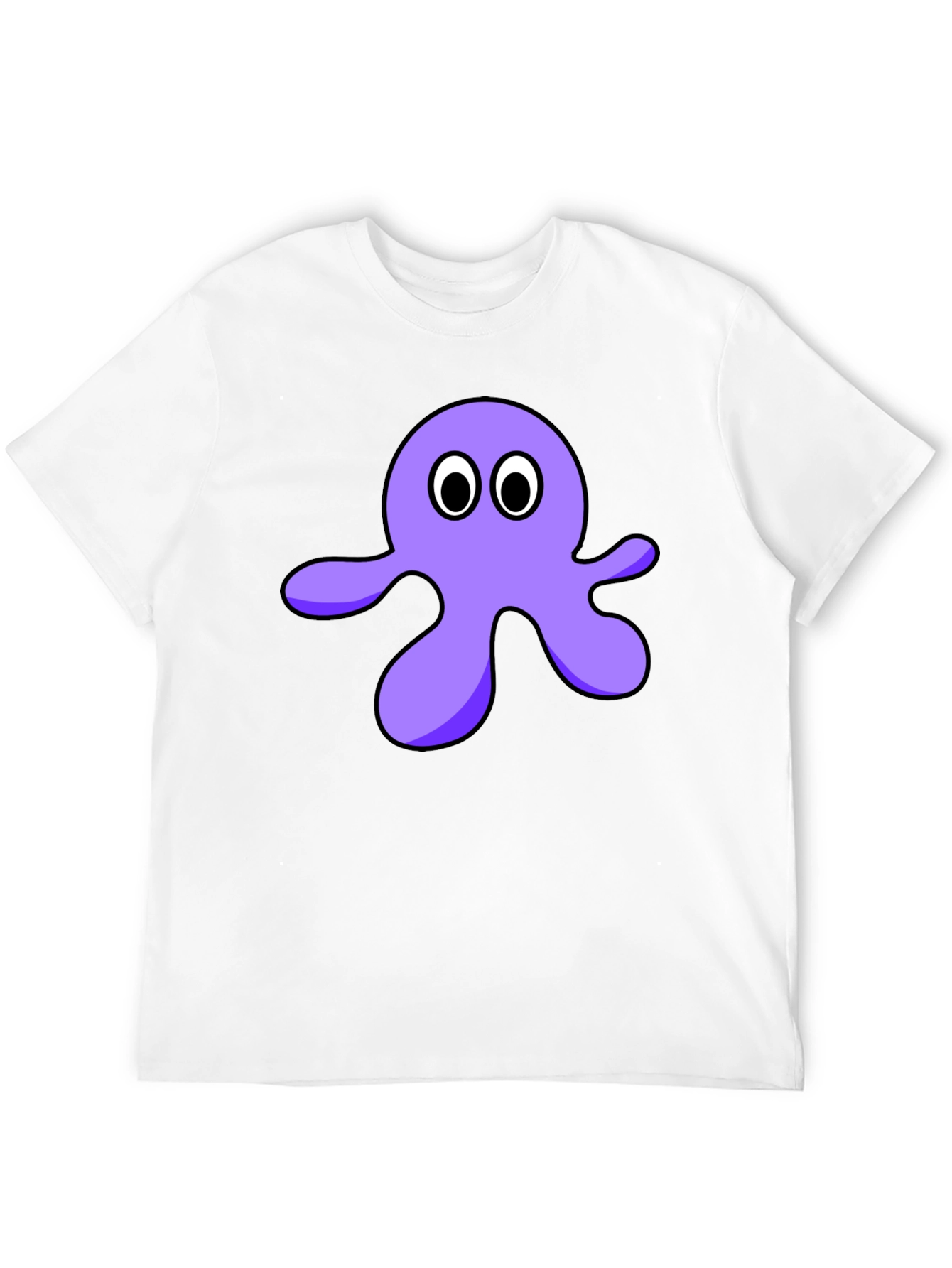 Cartoon Octopus Graphic Tee - Black