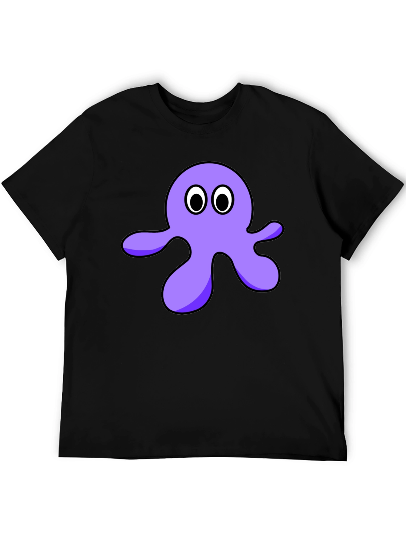 Cartoon Octopus Graphic Tee - Black