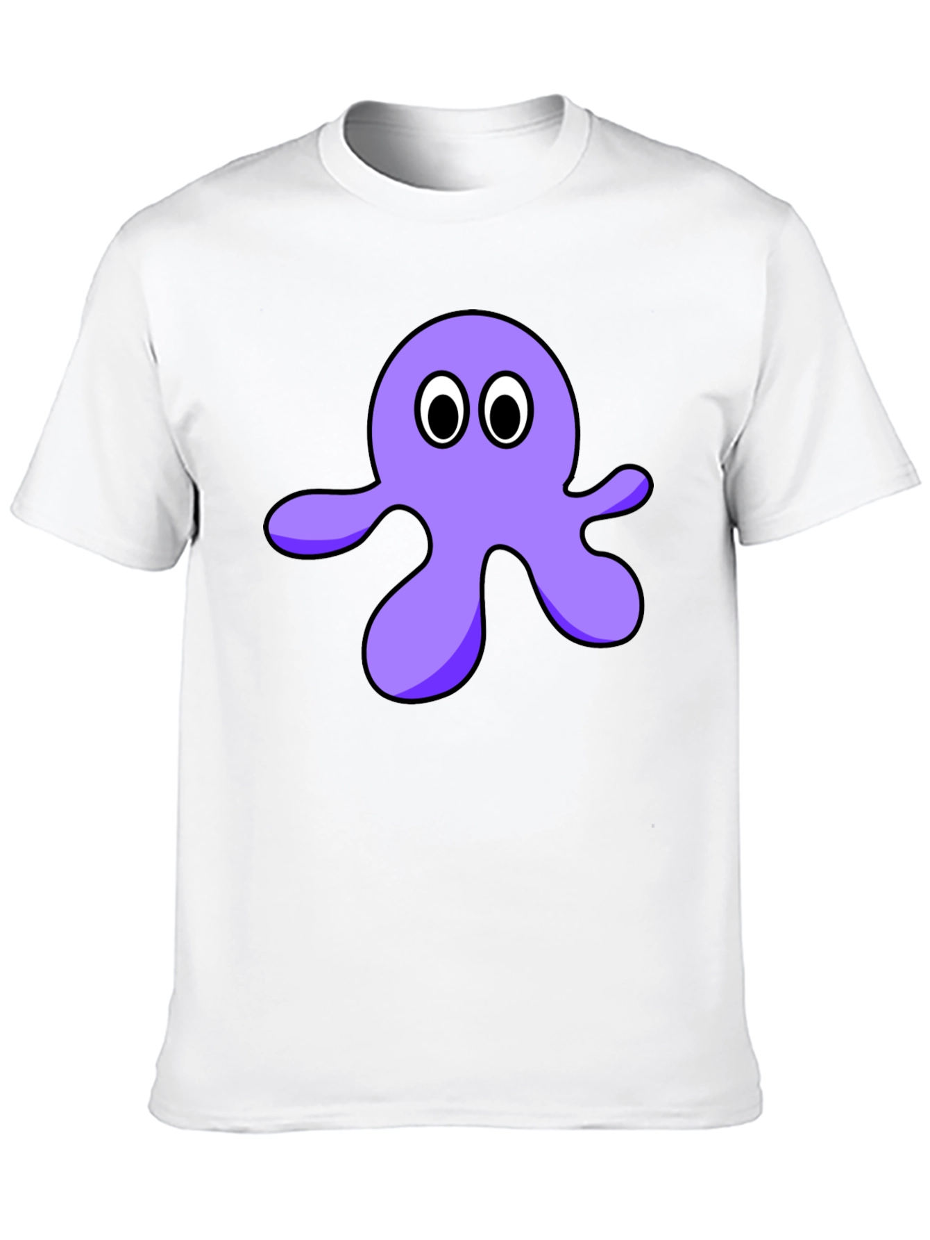Cartoon Octopus Graphic Tee - Black