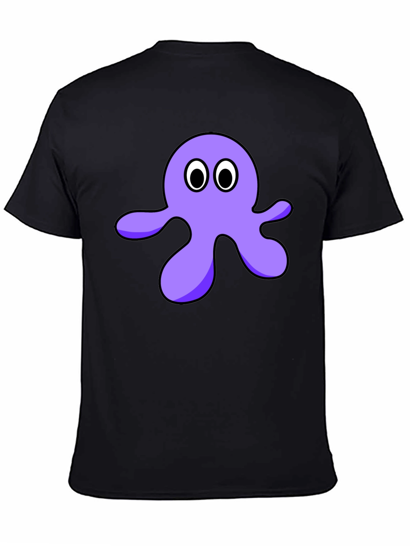 Cartoon Octopus Graphic Tee - Black