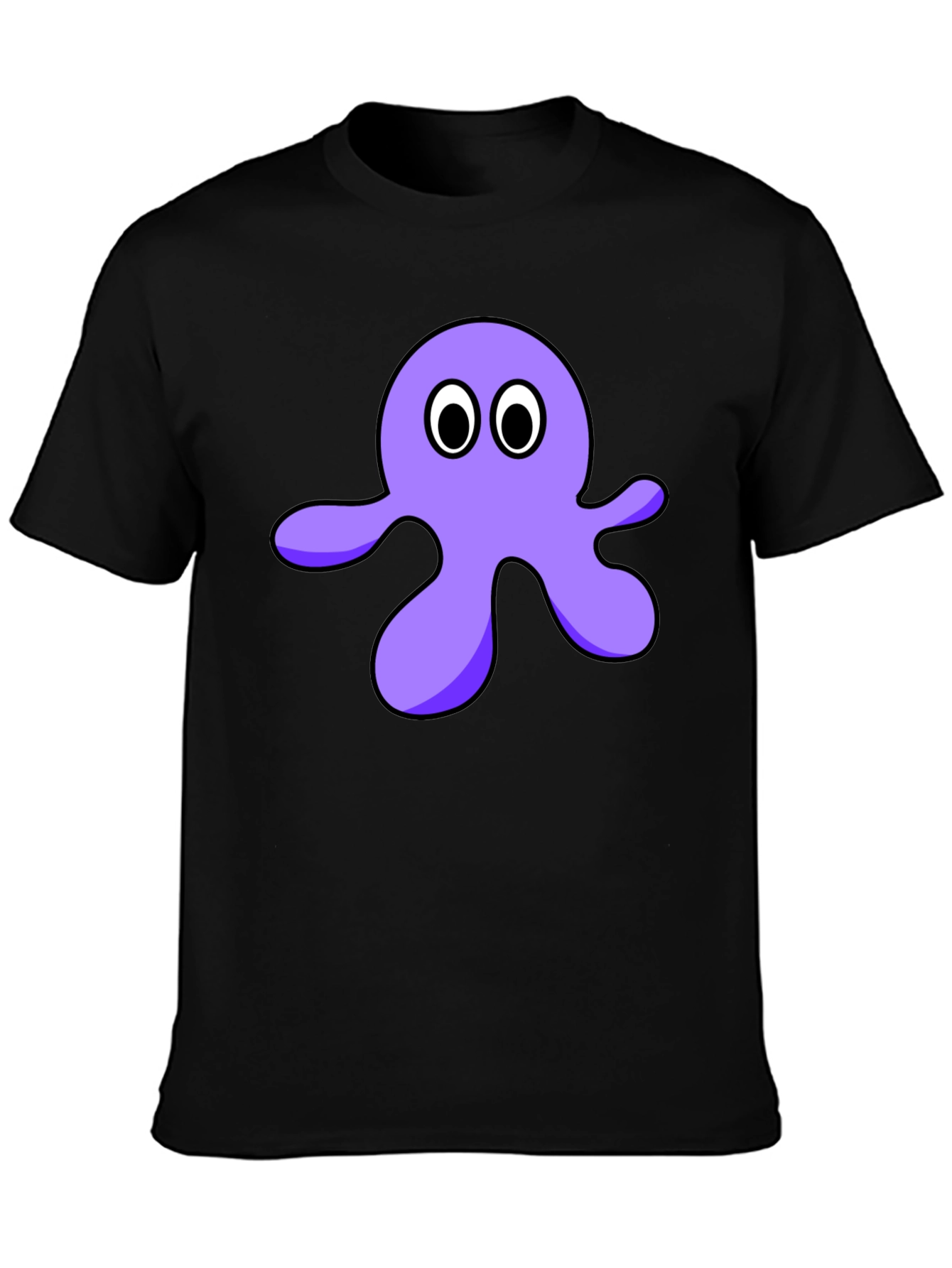 Cartoon Octopus Graphic Tee - Black
