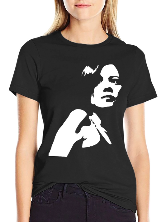 Black T-Shirt with White Graphic Print