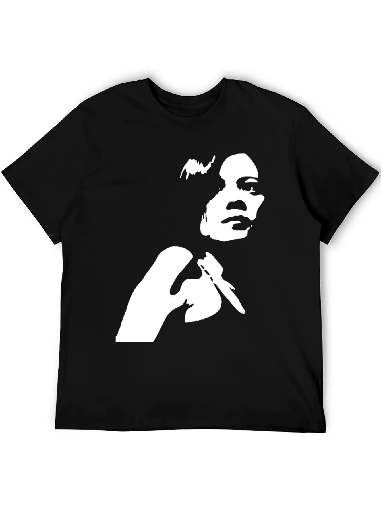 Black T-Shirt with White Graphic Print