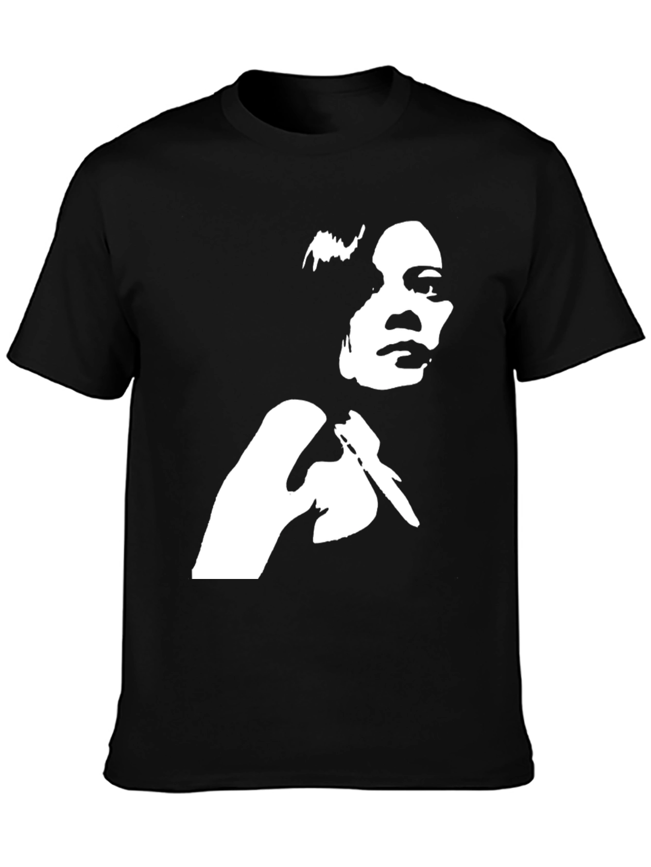 Black T-Shirt with White Graphic Print