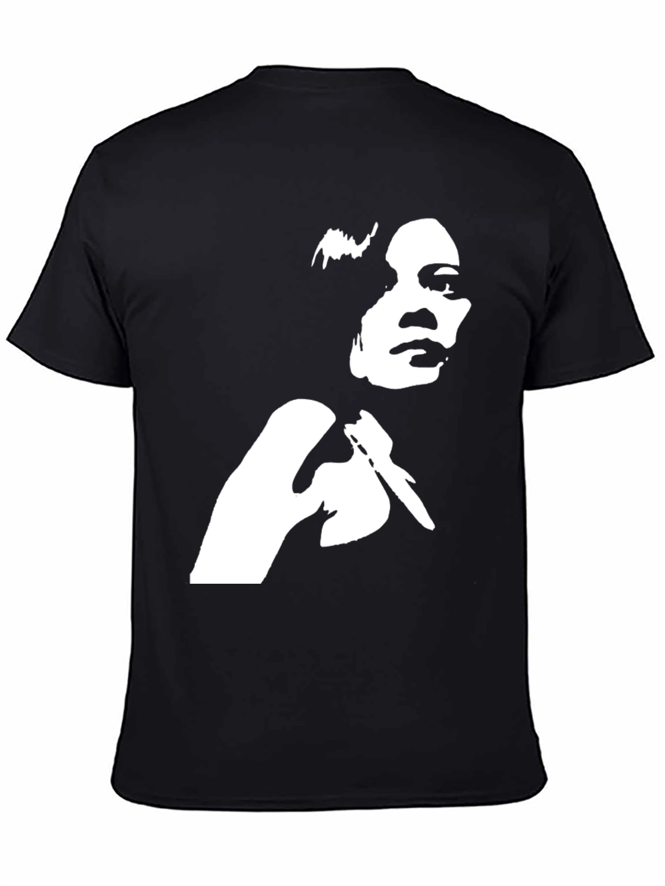 Black T-Shirt with White Graphic Print