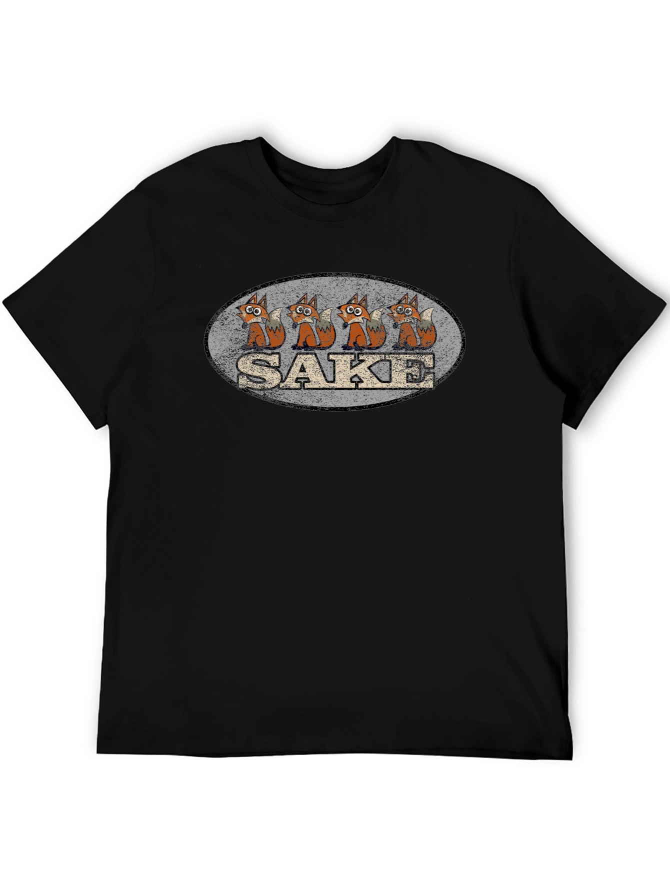 Retro Sake Fox T-Shirt - Unique Graphic Tee