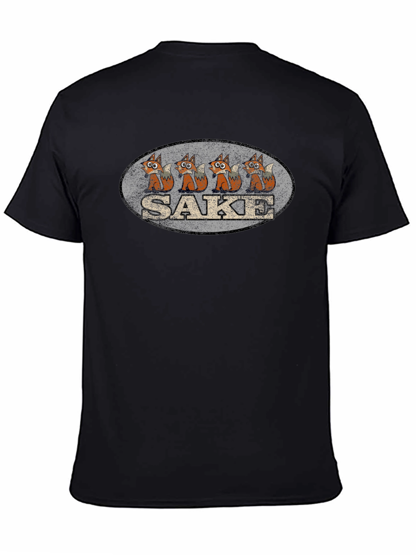 Retro Sake Fox T-Shirt - Unique Graphic Tee
