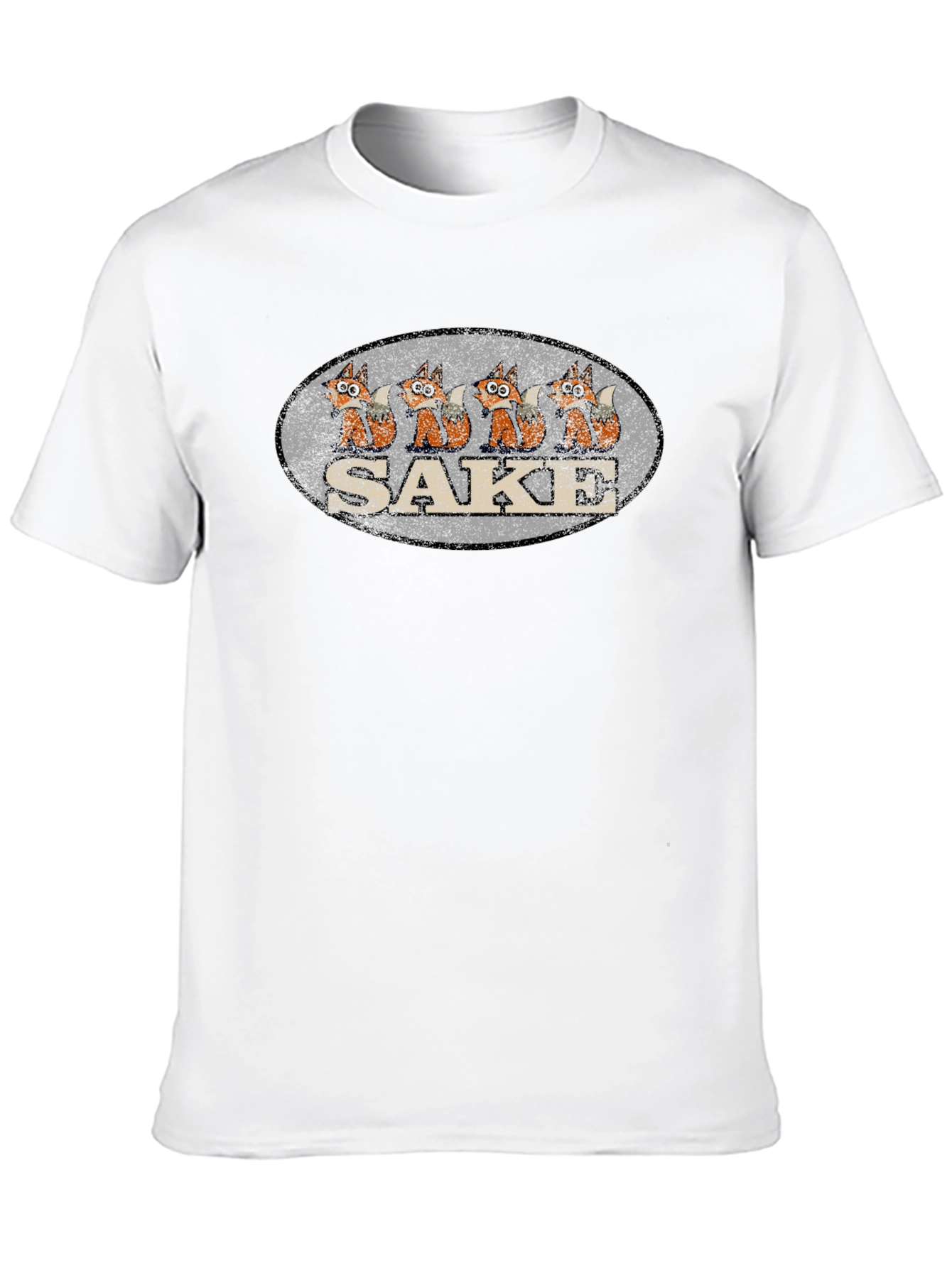 Retro Sake Fox T-Shirt - Unique Graphic Tee