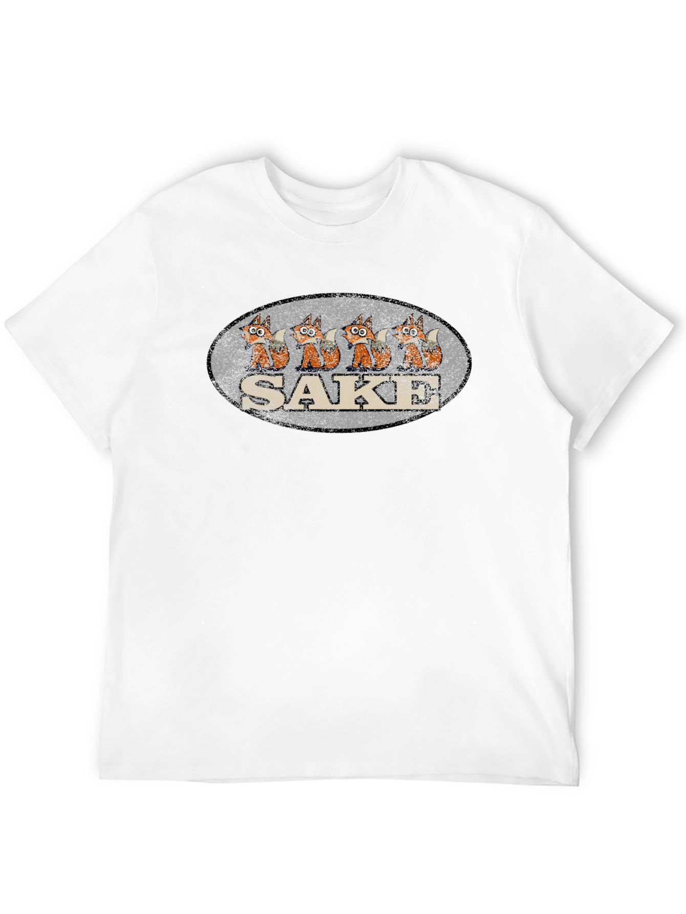 Retro Sake Fox T-Shirt - Unique Graphic Tee