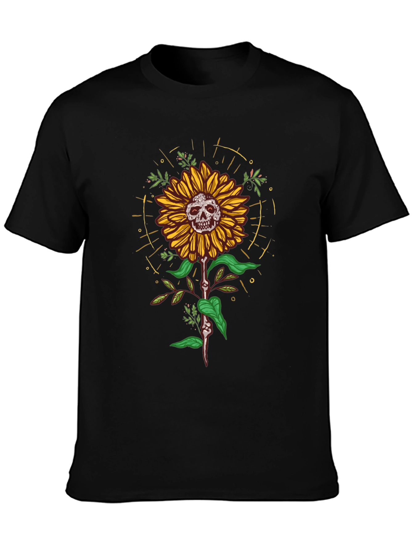 Skull Sunflower Graphic Tee - Unique Design