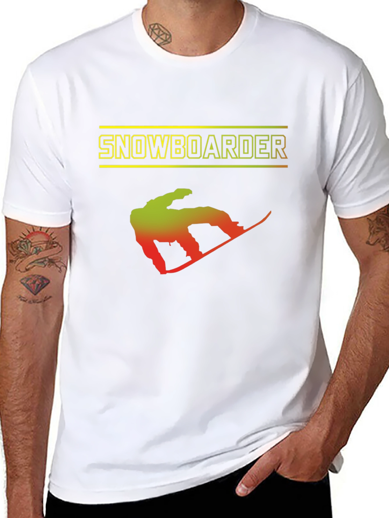 Snowboarder Graphic Print Black T-Shirt