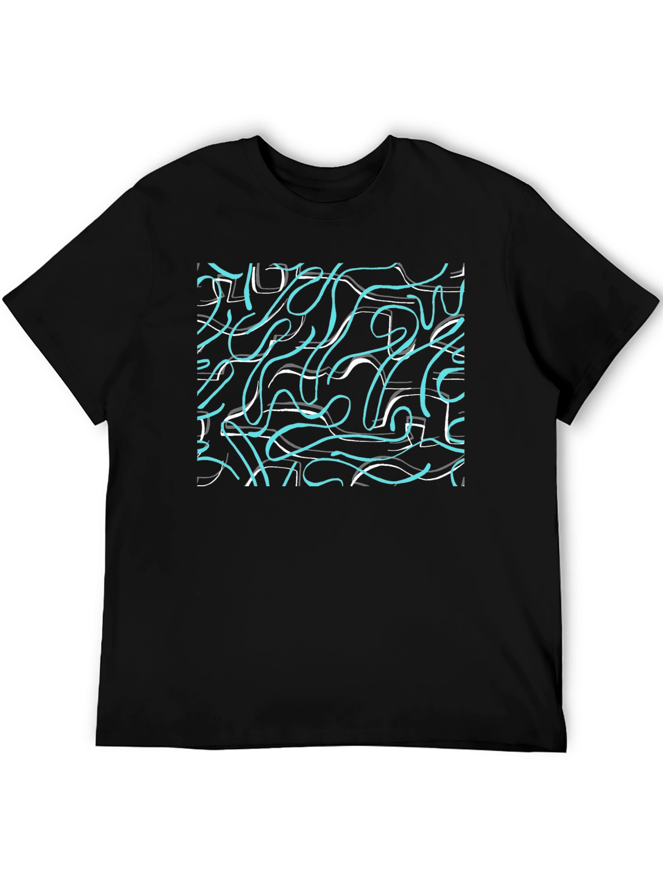 Abstract Scribble Print Black T-Shirt