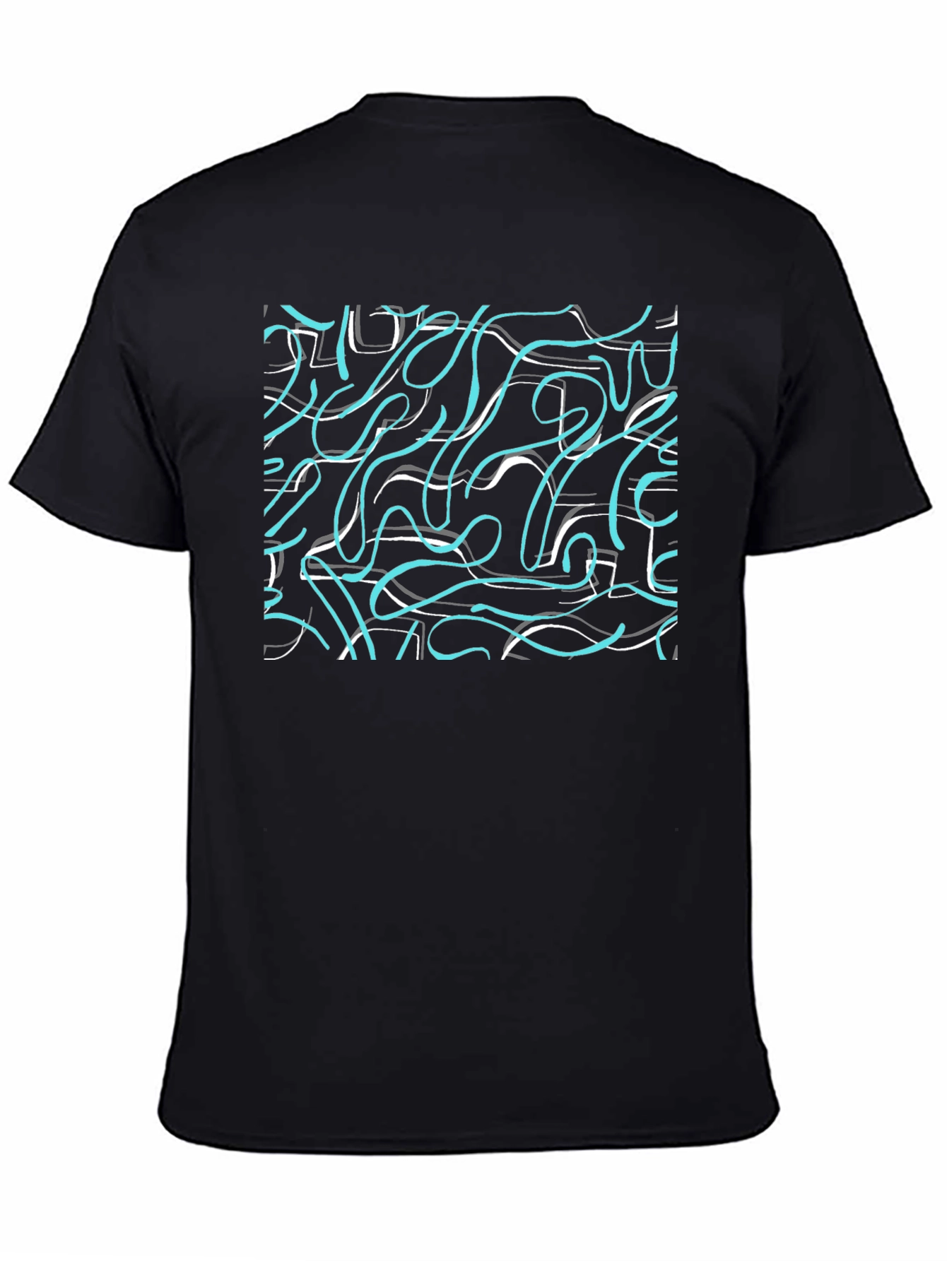 Abstract Scribble Print Black T-Shirt