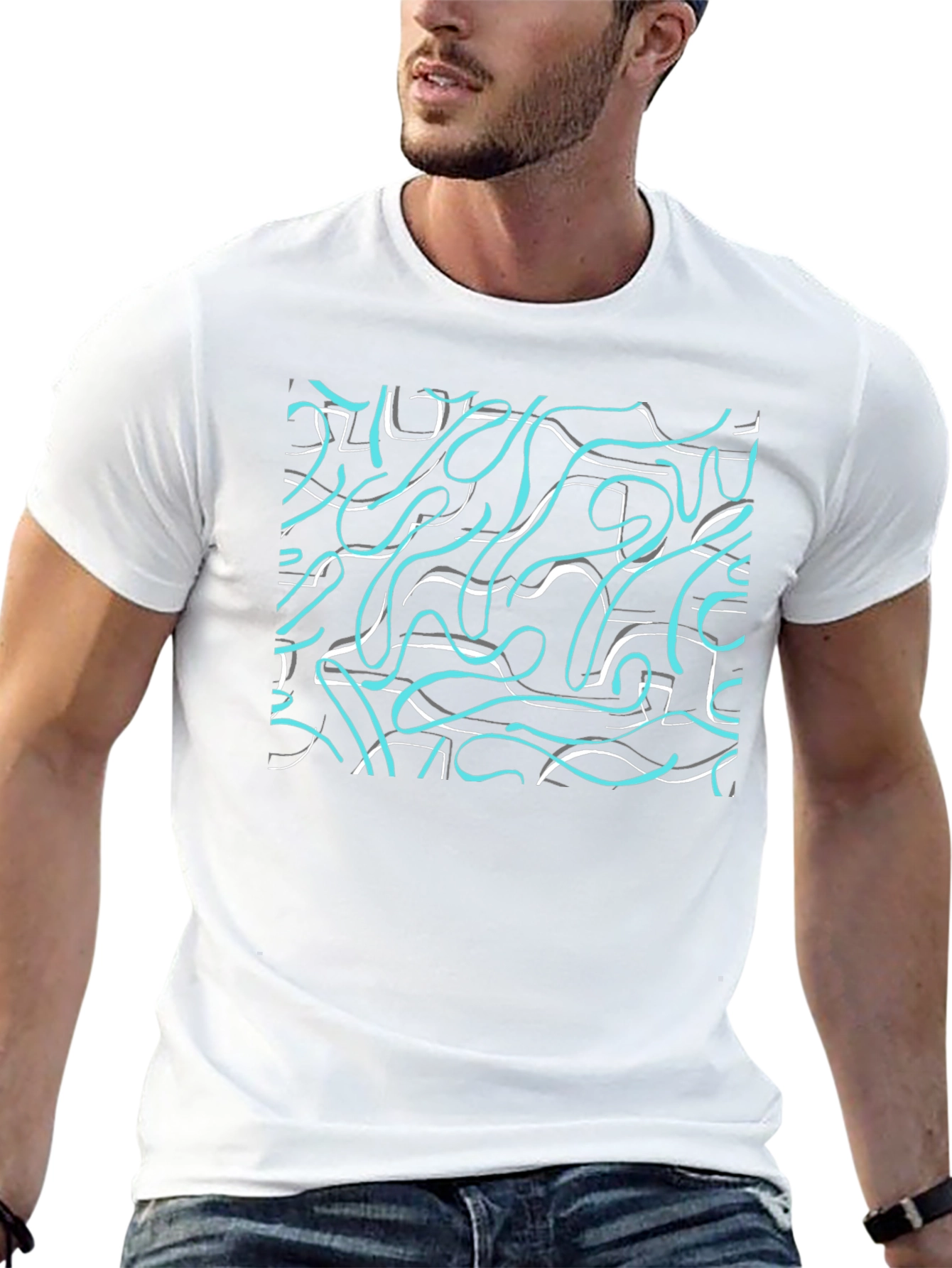 Abstract Scribble Print Black T-Shirt