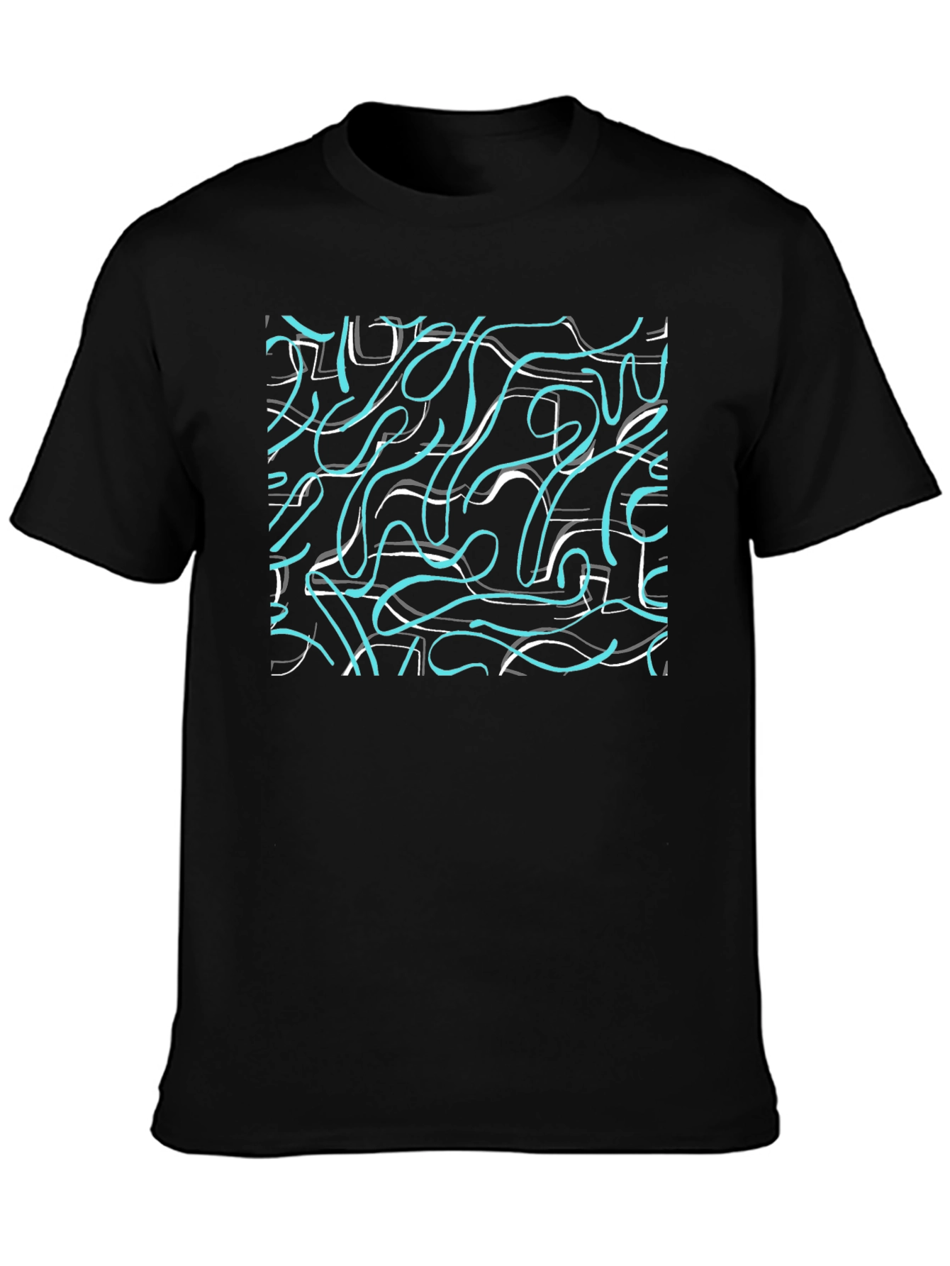 Abstract Scribble Print Black T-Shirt