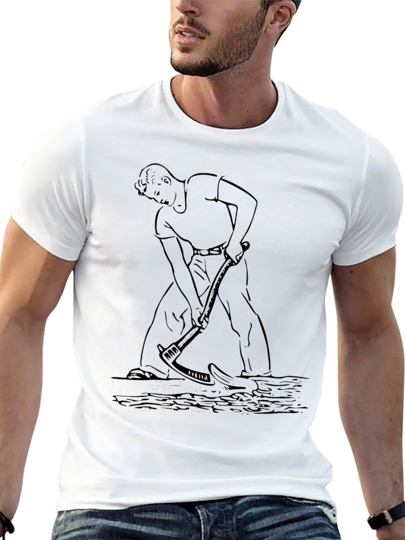 Graphic Black T-Shirt with Farmer Design