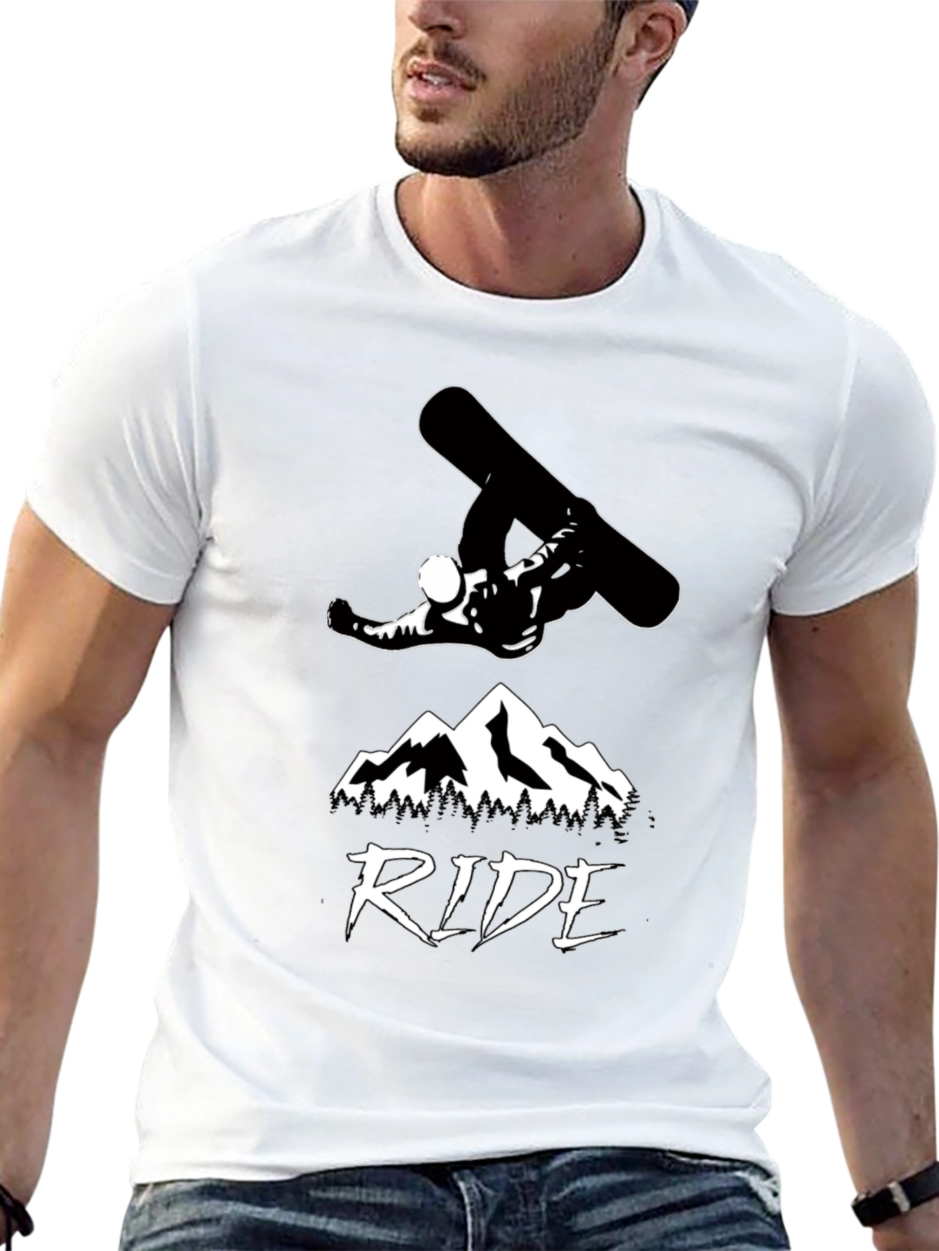 Snowboard Ride Graphic Tee - Mountain Design