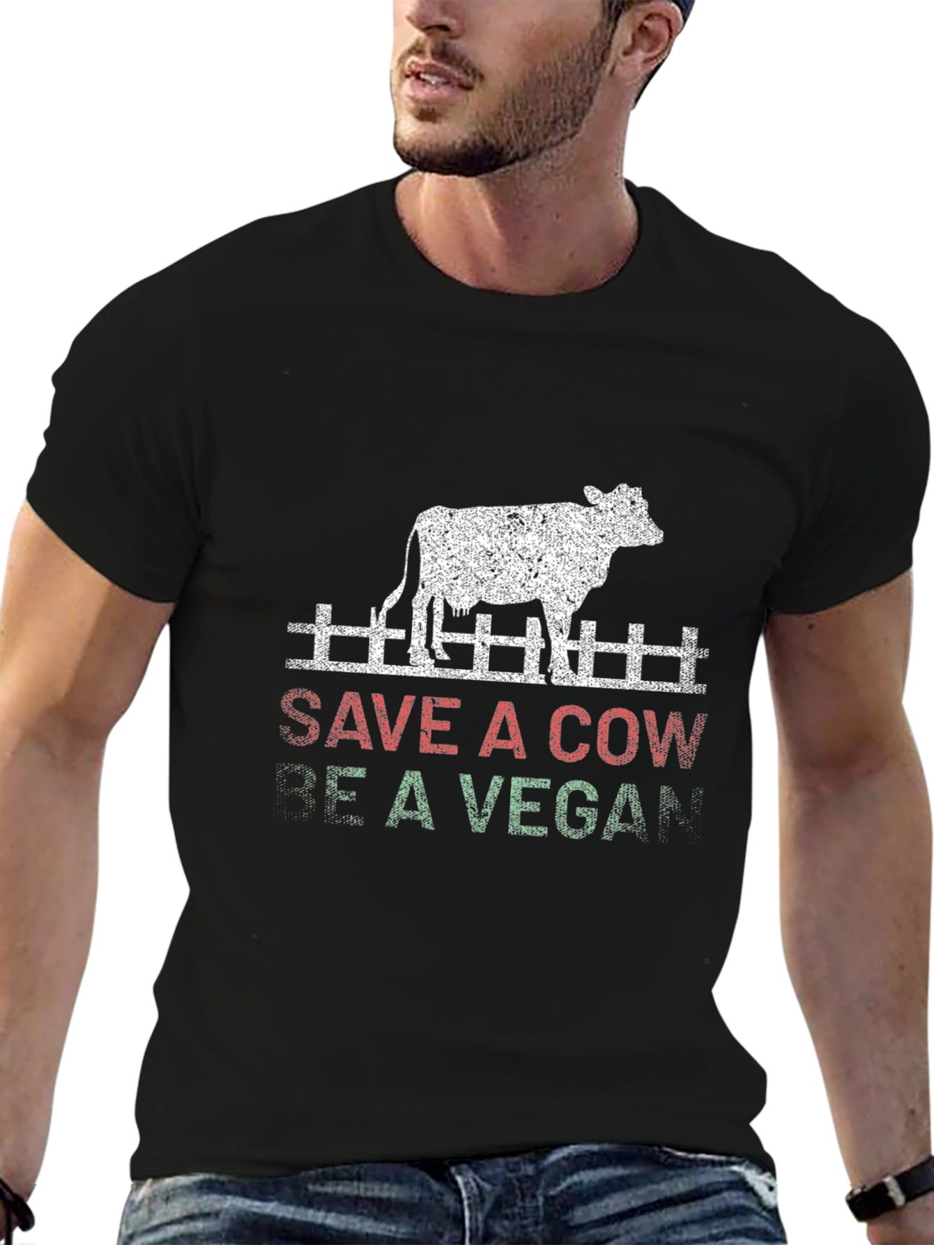 Save a Cow Be Vegan Graphic T-Shirt