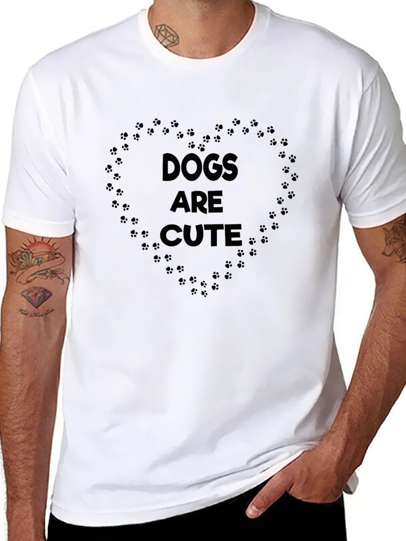 Dogs Are Cute Paw Print Heart T-Shirt