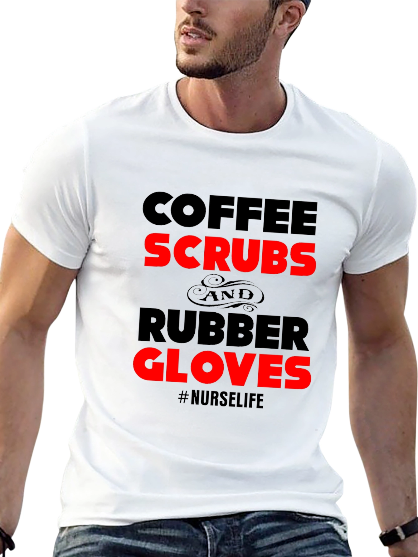 Nurse Life Coffee Scrubs Rubber Gloves T-Shirt