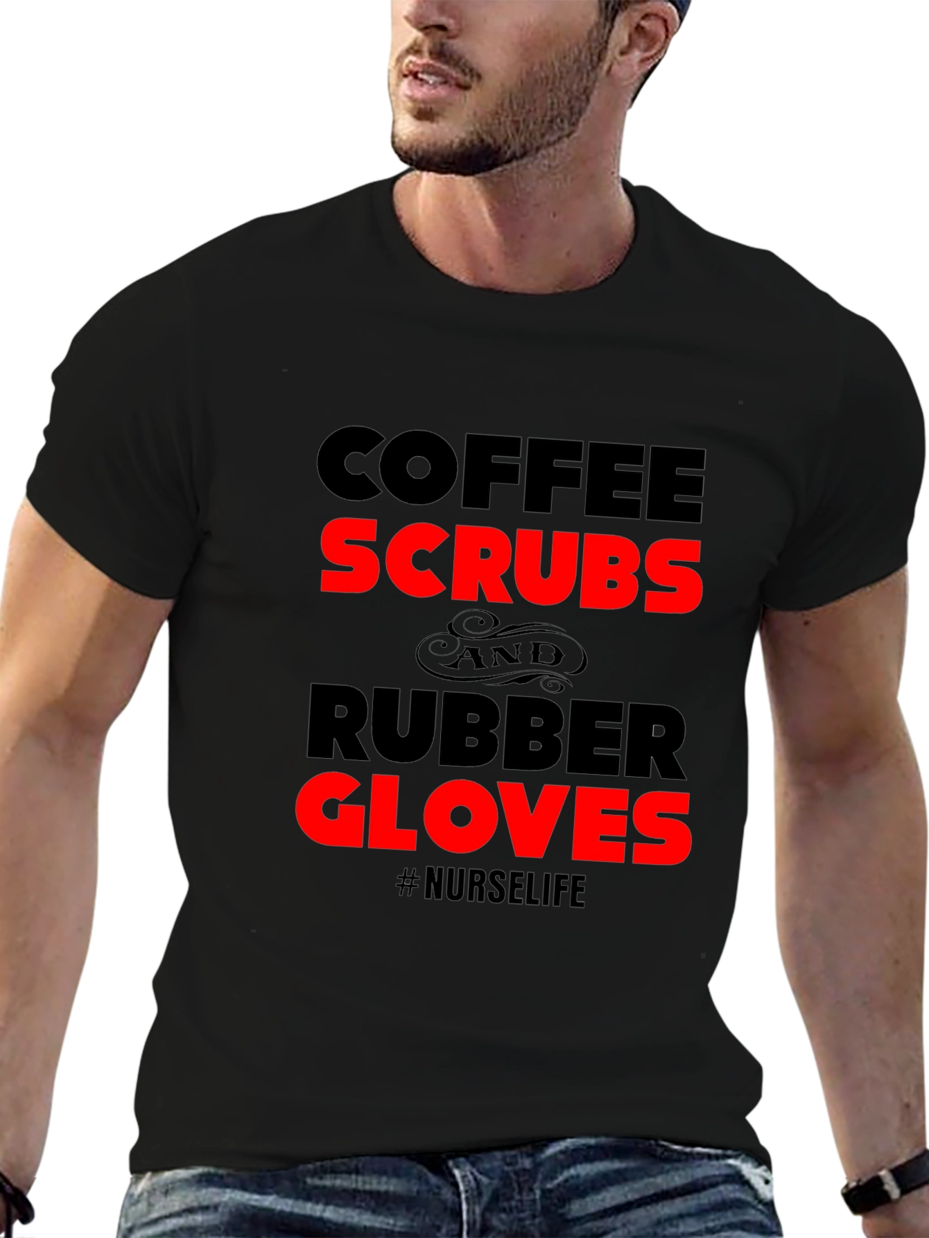 Nurse Life Coffee Scrubs Rubber Gloves T-Shirt
