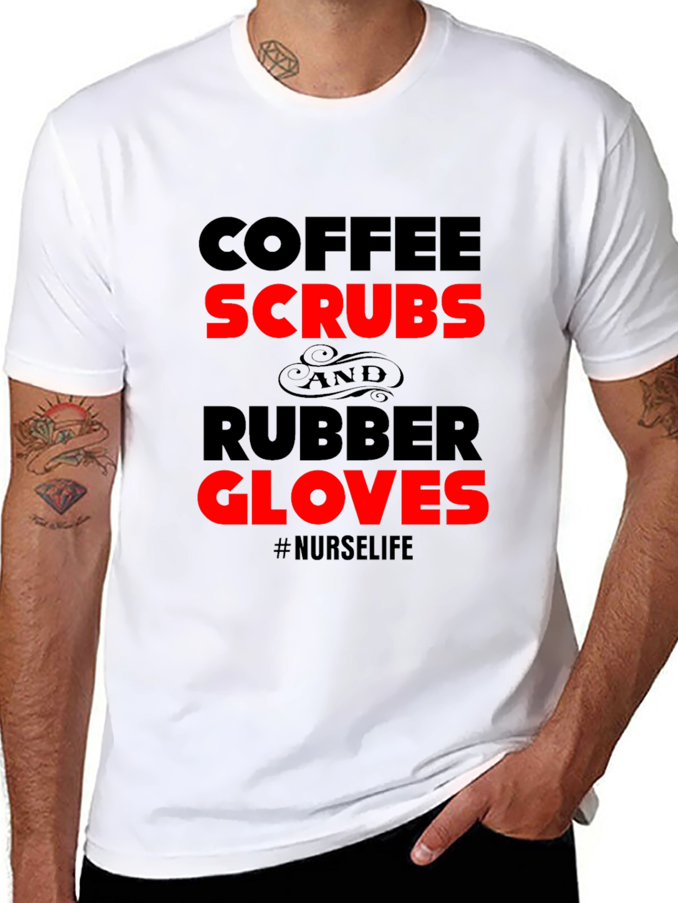 Nurse Life Coffee Scrubs Rubber Gloves T-Shirt