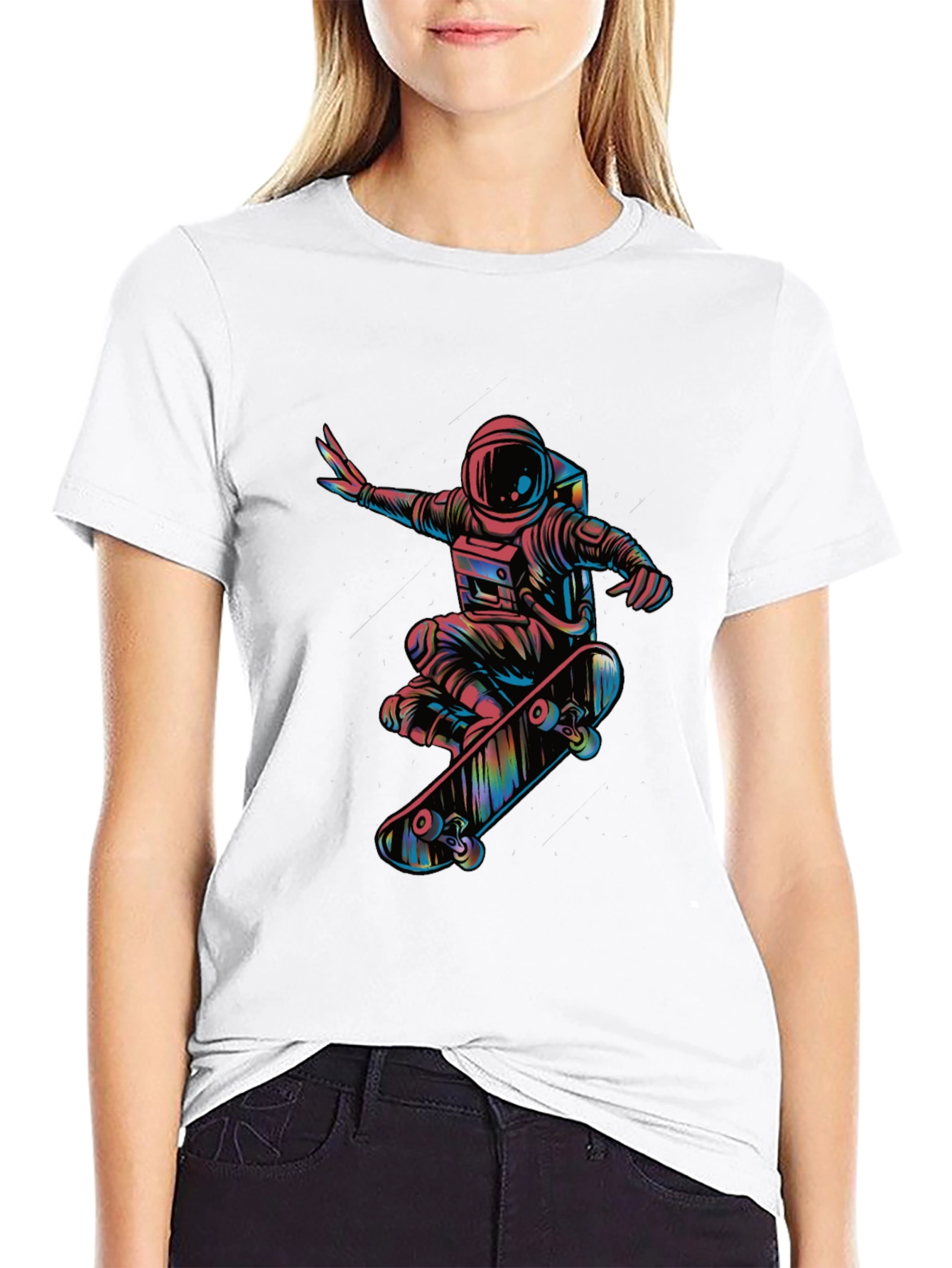 Astronaut Skateboarder Graphic Tee - Black