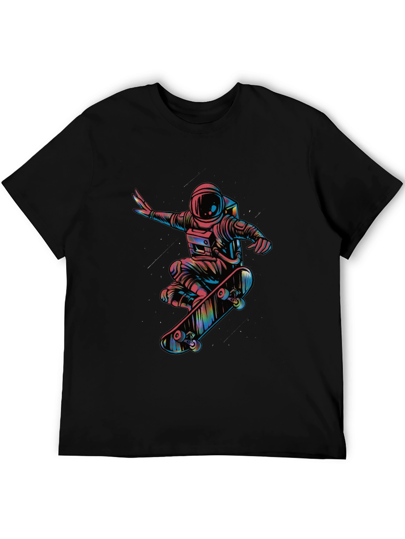 Astronaut Skateboarder Graphic Tee - Black