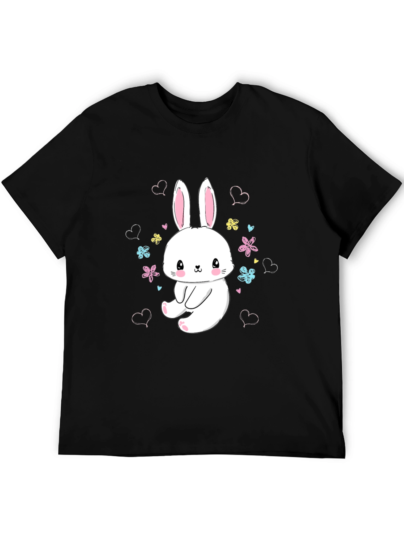 Cute Bunny Graphic Tee - Black T-Shirt