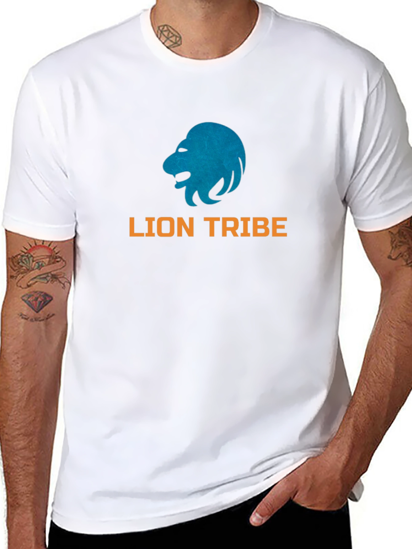 Lion Tribe Graphic Print Black T-Shirt