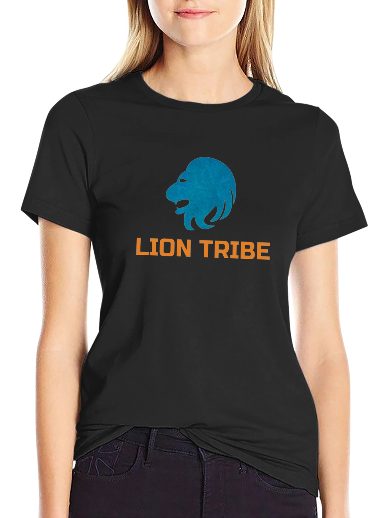 Lion Tribe Graphic Print Black T-Shirt