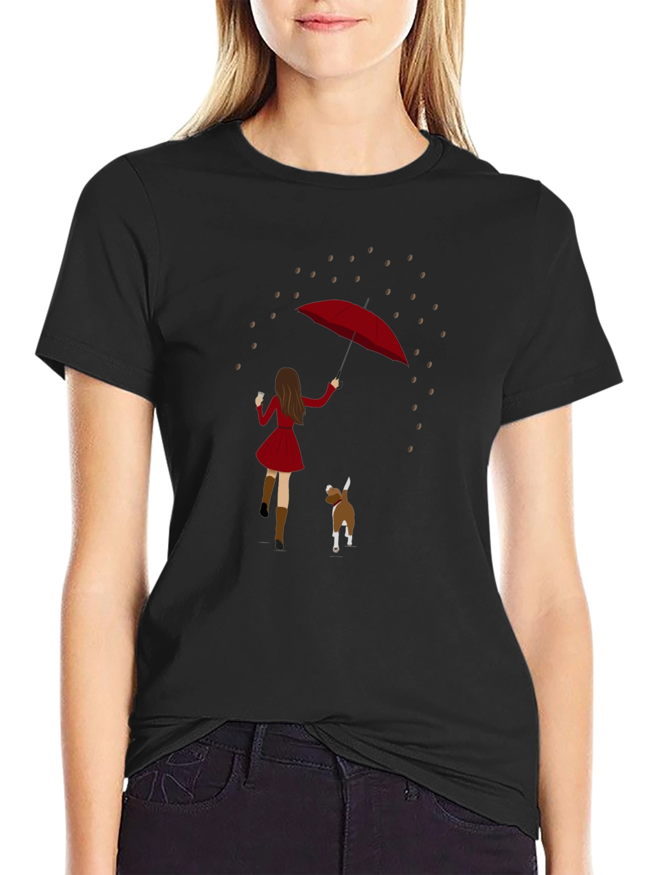 Rainy Day Dog Walk Graphic Tee