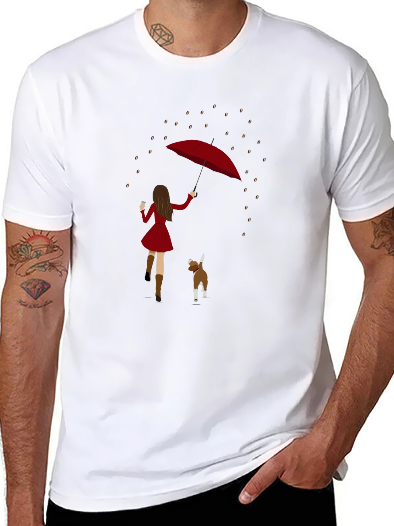 Rainy Day Dog Walk Graphic Tee