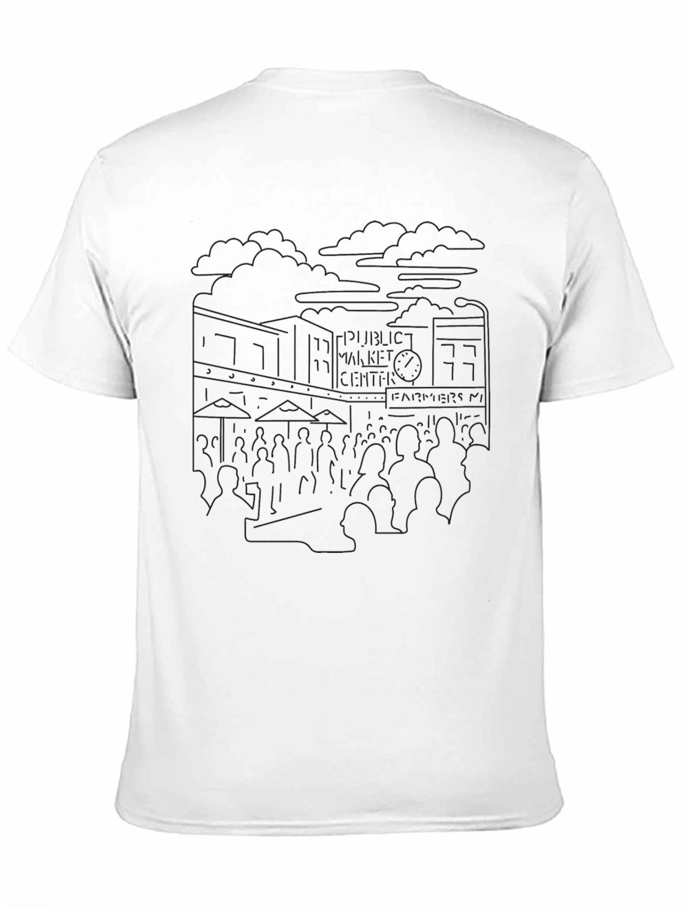 Seattle Pike Place Black Outline T-Shirt