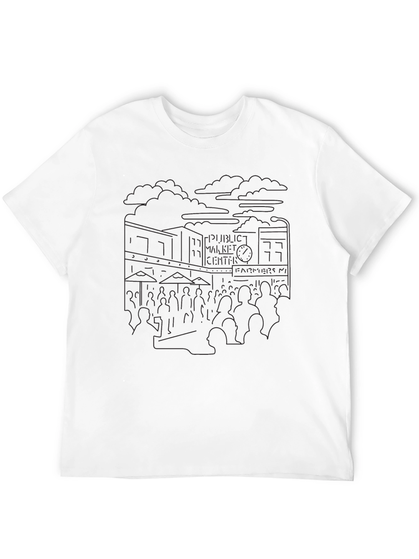 Seattle Pike Place Black Outline T-Shirt