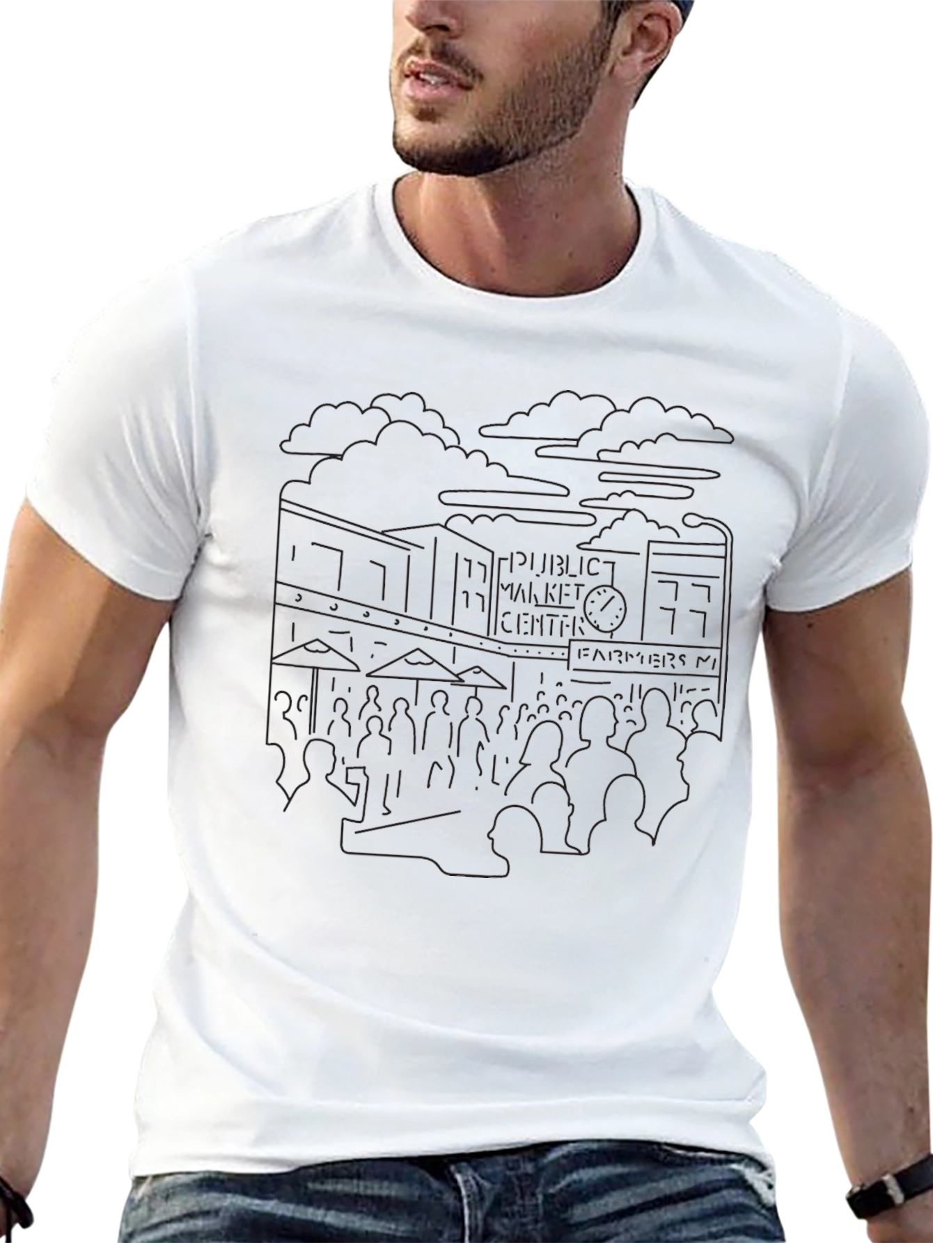 Seattle Pike Place Black Outline T-Shirt