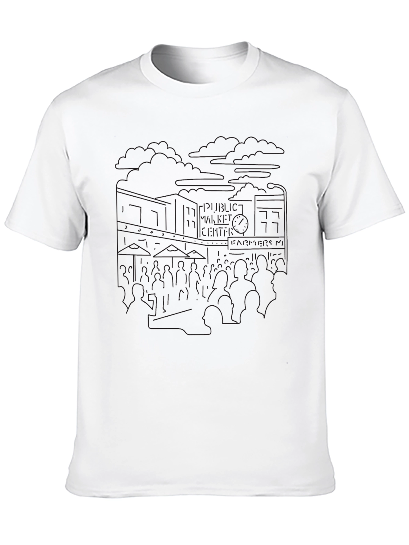 Seattle Pike Place Black Outline T-Shirt
