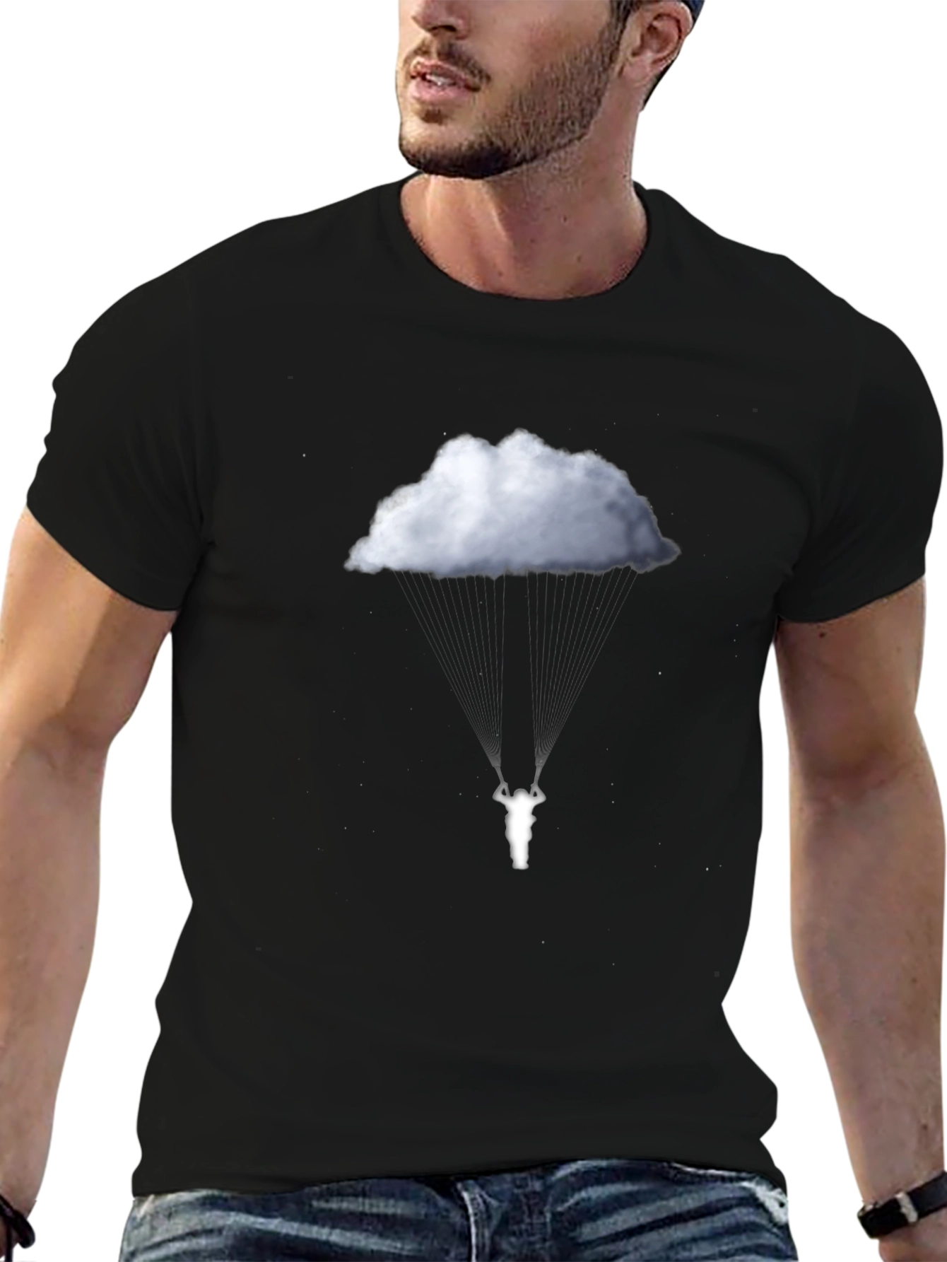 Cloud Swing Graphic Tee - Black Cotton Comfort