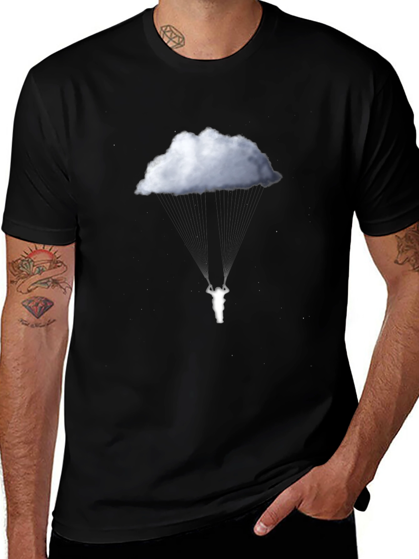 Cloud Swing Graphic Tee - Black Cotton Comfort