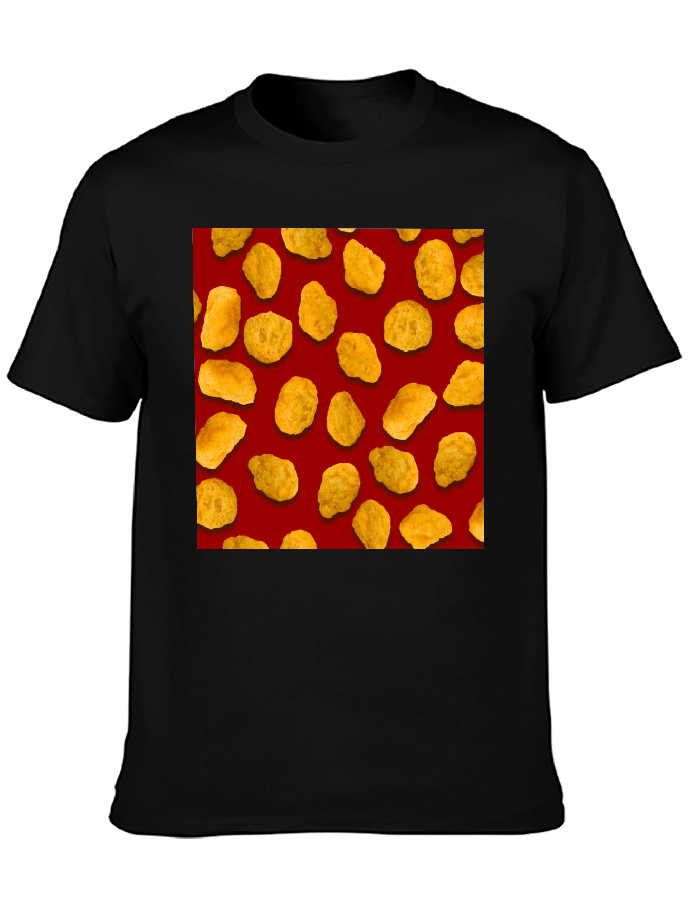 Chicken Nugget Pattern Black T-Shirt