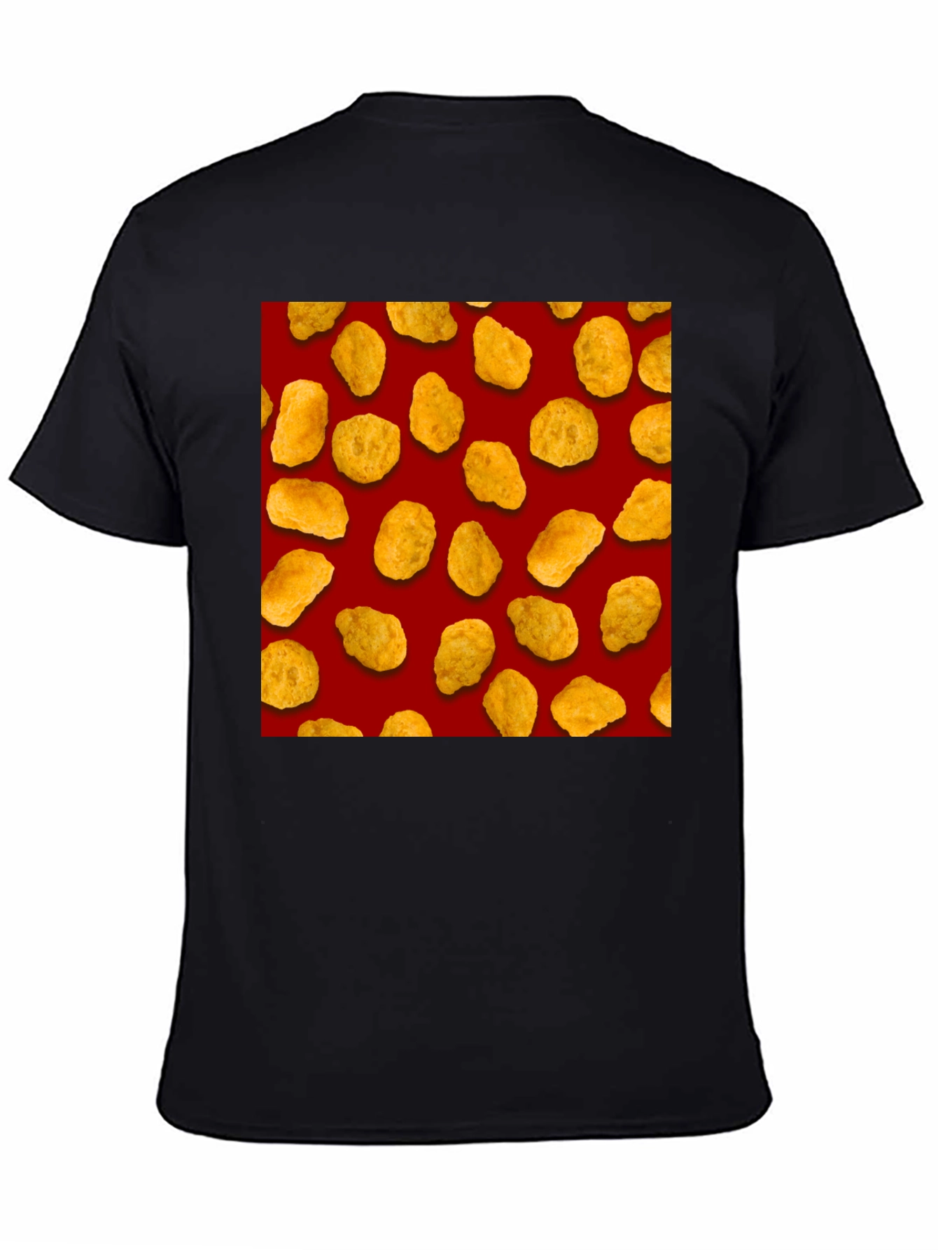 Chicken Nugget Pattern Black T-Shirt