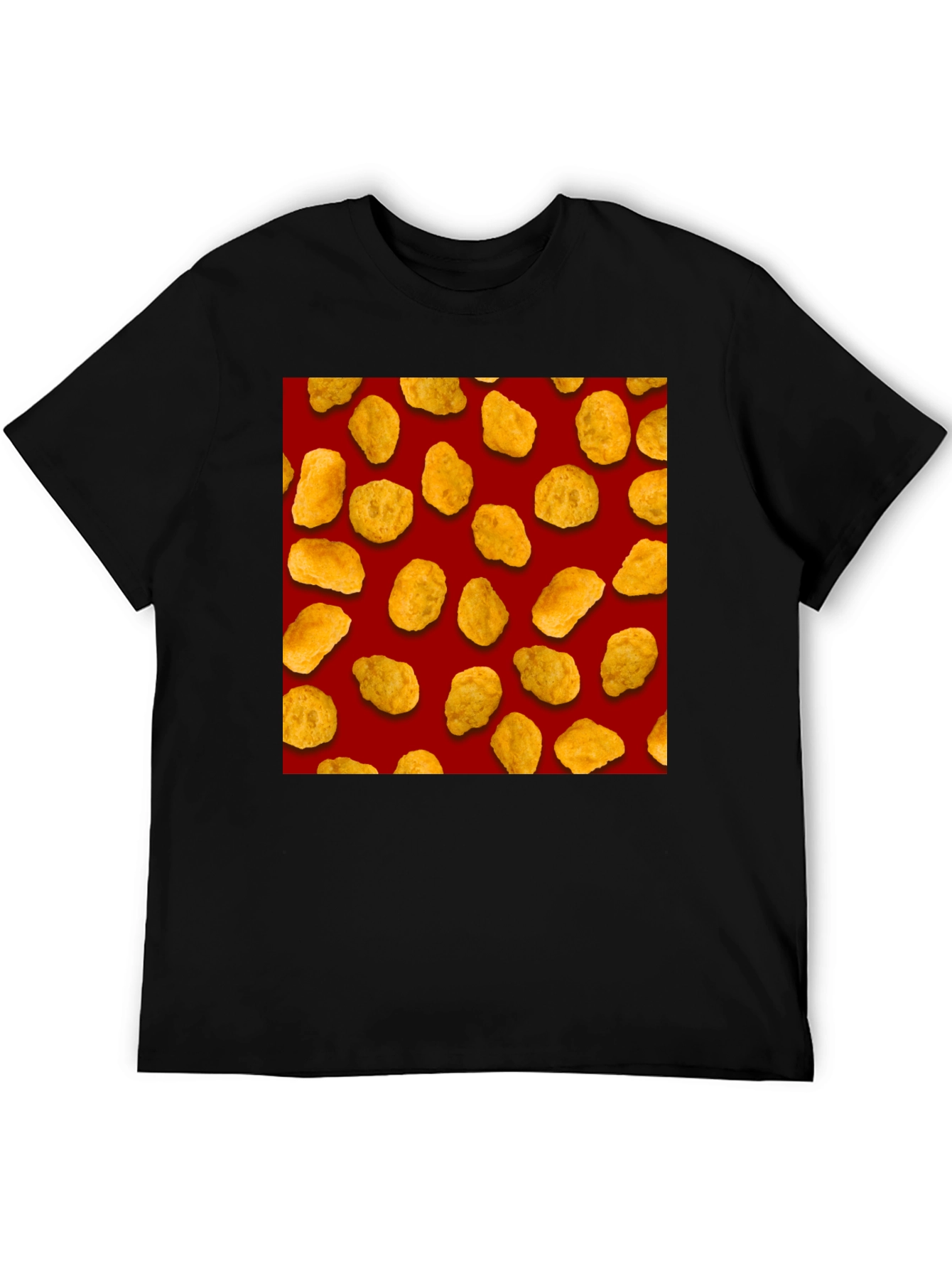 Chicken Nugget Pattern Black T-Shirt