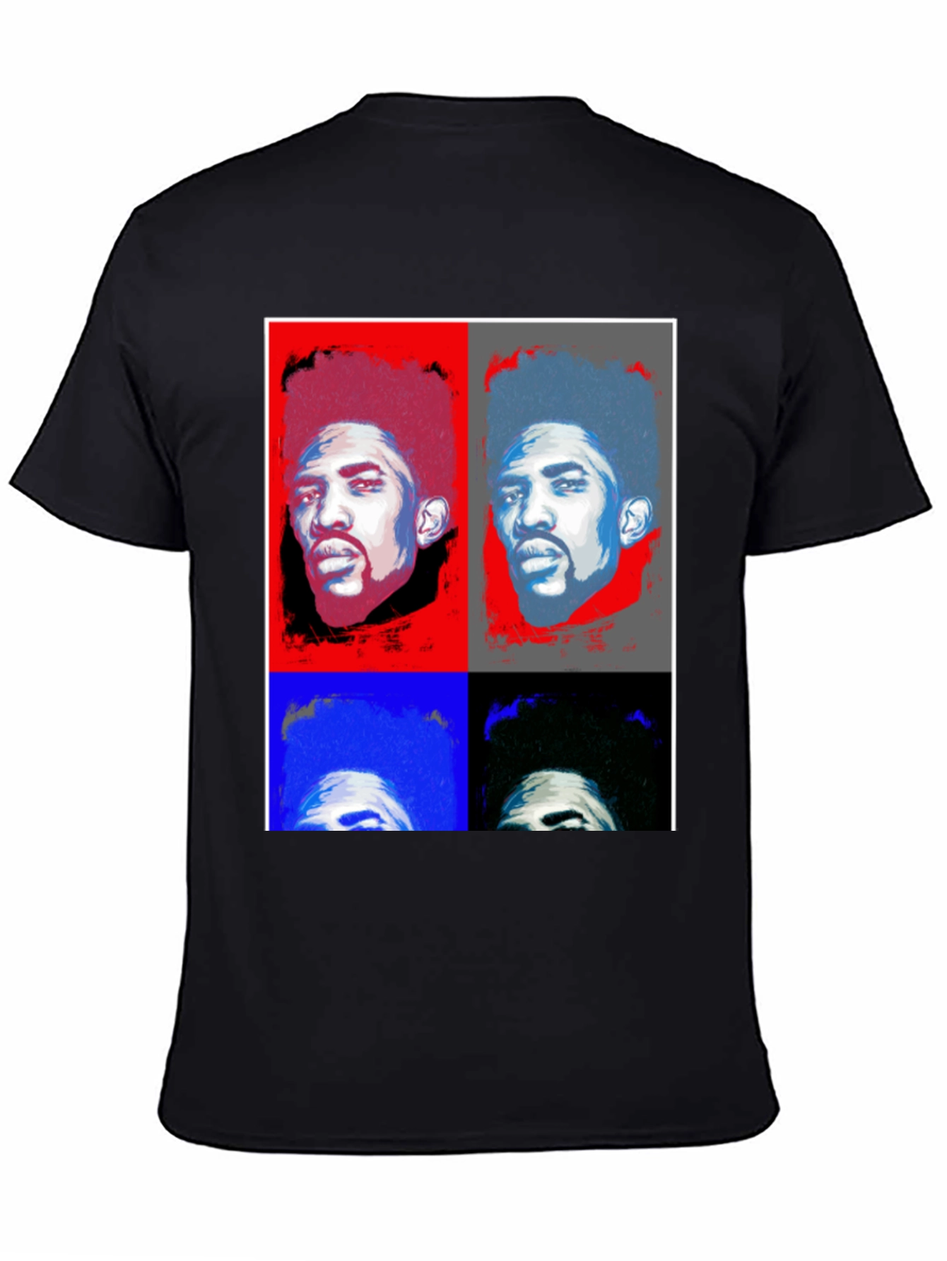 Pop Art Portrait Graphic Tee - Black Cotton
