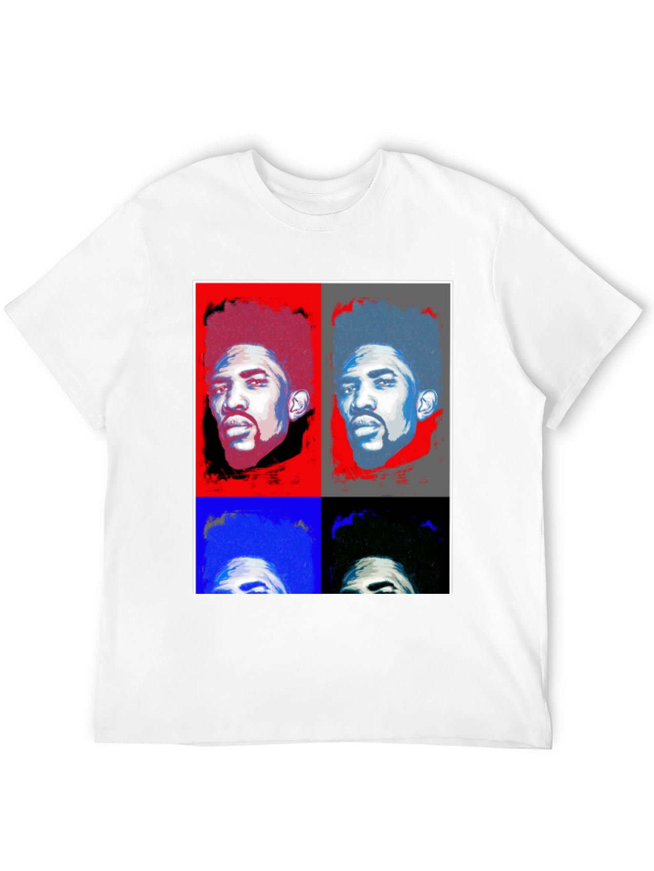 Pop Art Portrait Graphic Tee - Black Cotton
