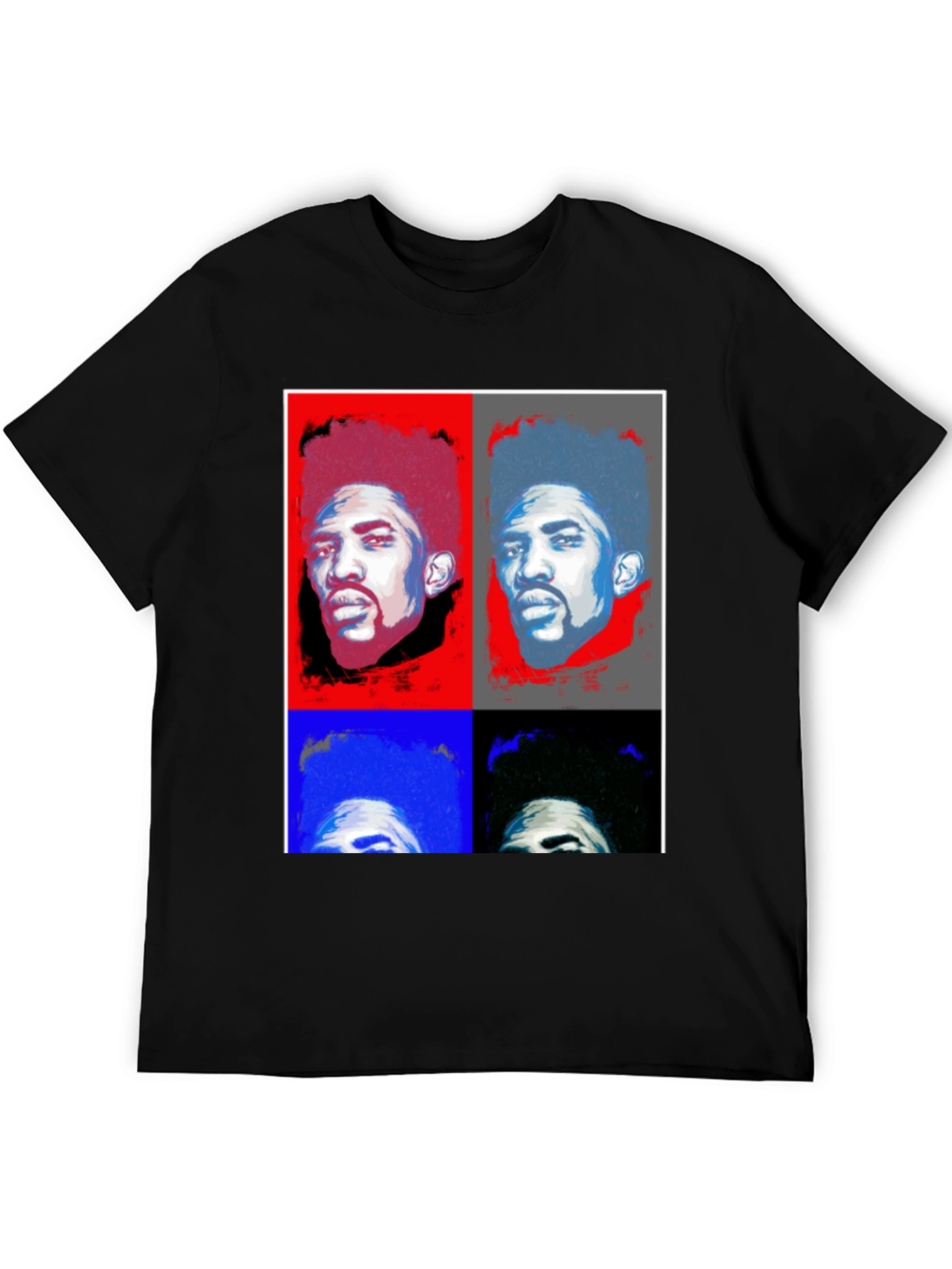 Pop Art Portrait Graphic Tee - Black Cotton