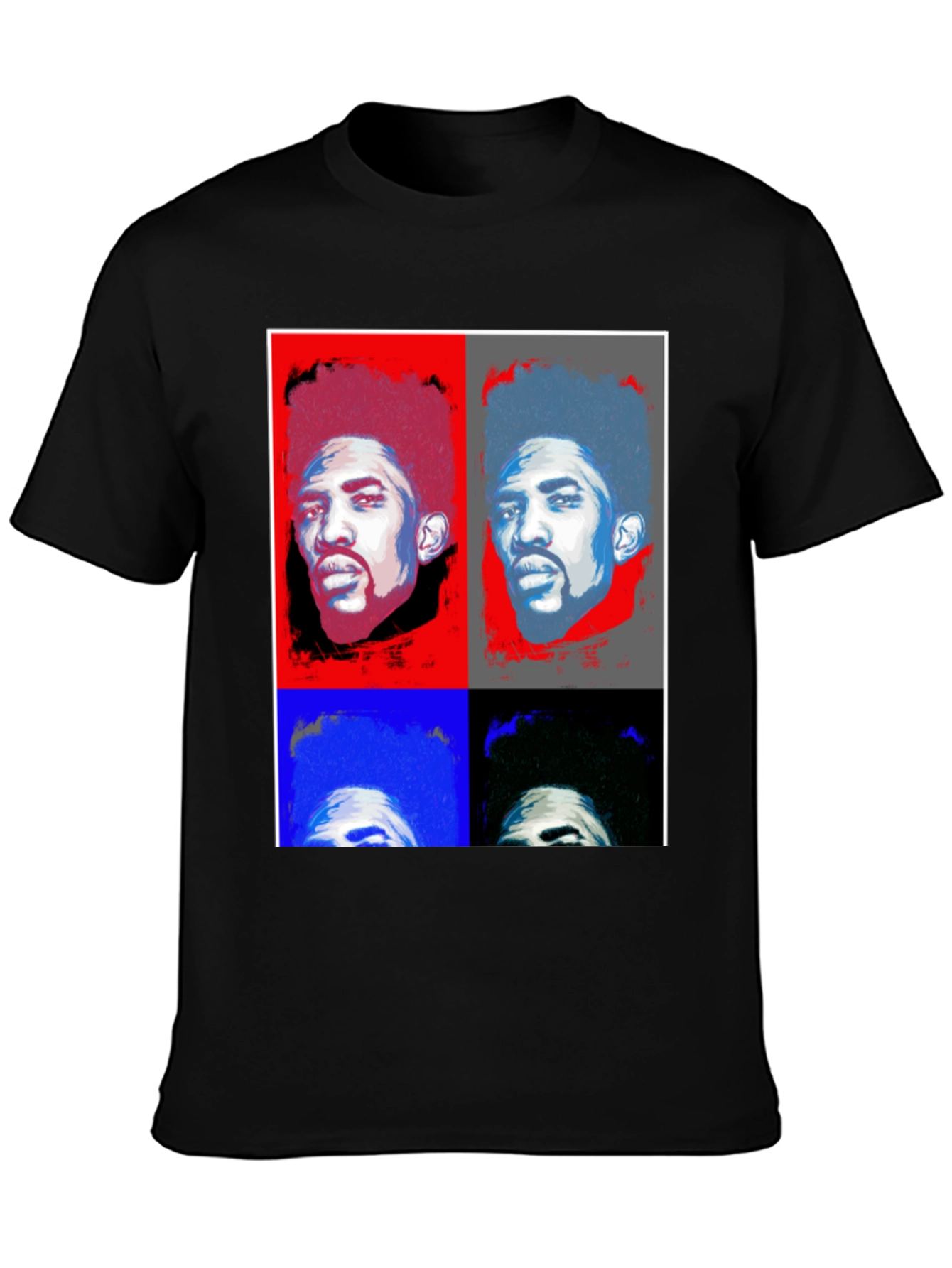 Pop Art Portrait Graphic Tee - Black Cotton