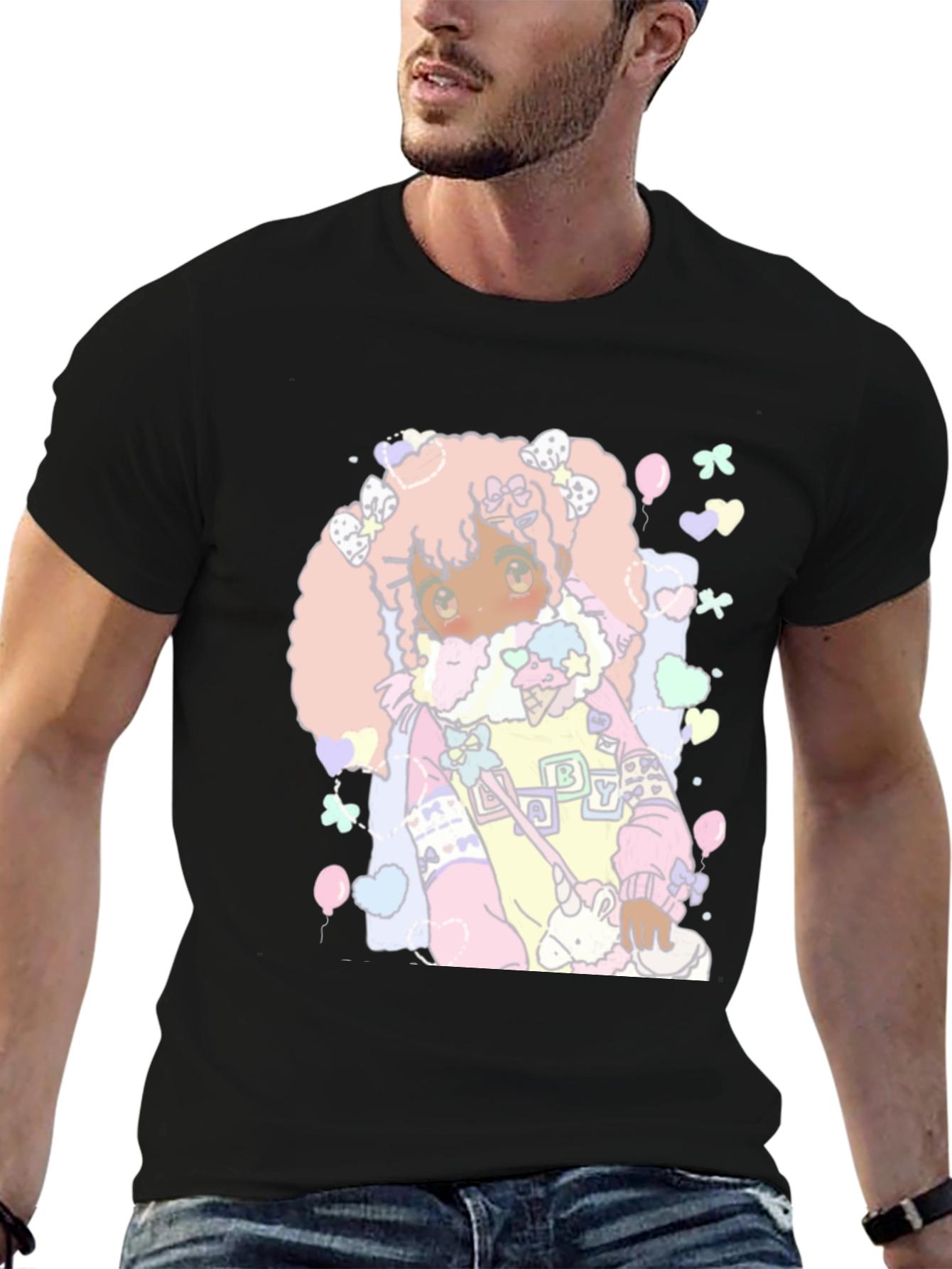 Kawaii Anime Graphic Tee - Pastel Goth Style
