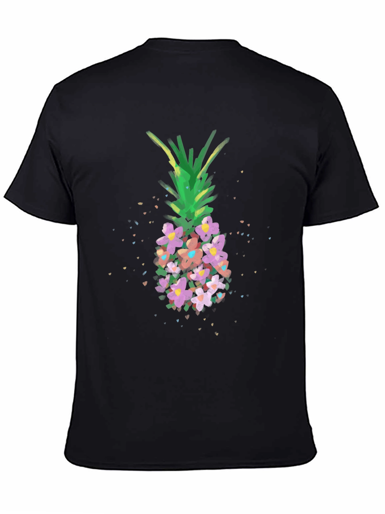 Floral Pineapple Graphic Tee - Black