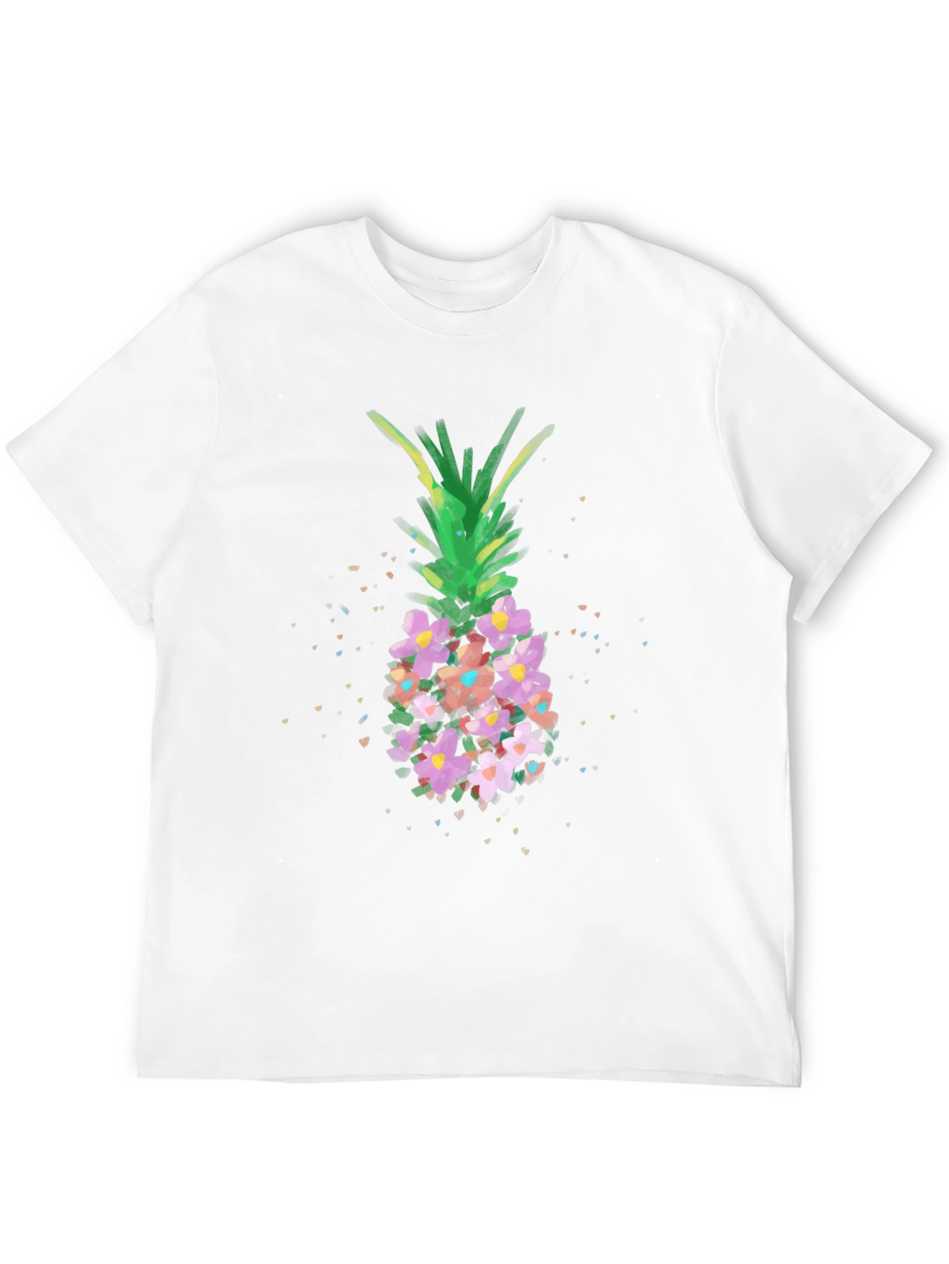 Floral Pineapple Graphic Tee - Black